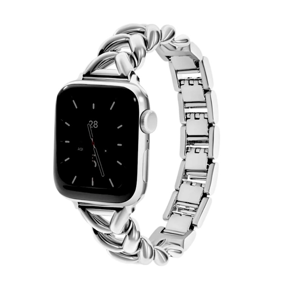 Goldenerre Herringbone Stainless Steel Band for the Apple Watch, Silver
